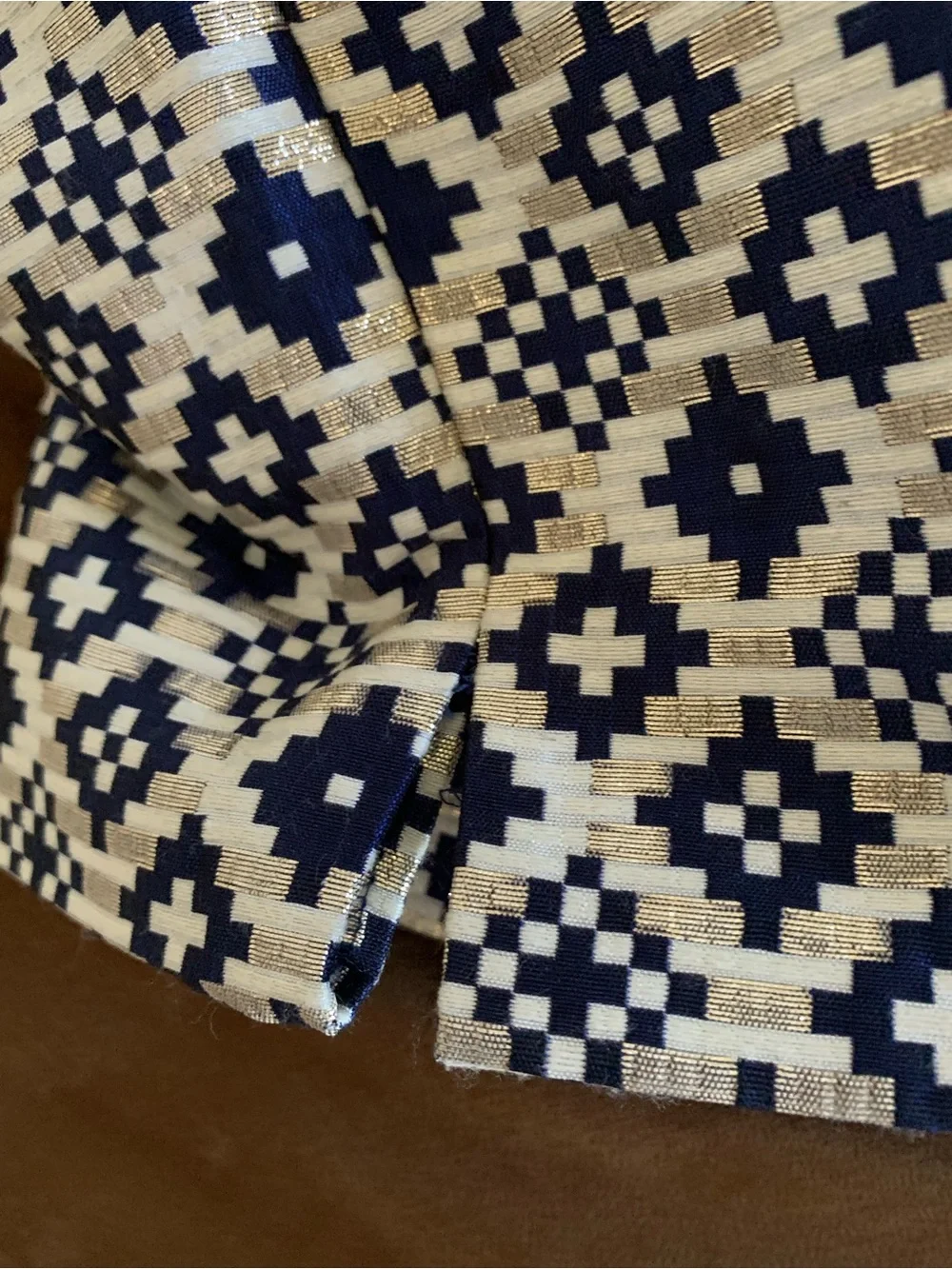 J. Crew Navy and Cream Geometric Jacquard Mini Skirt